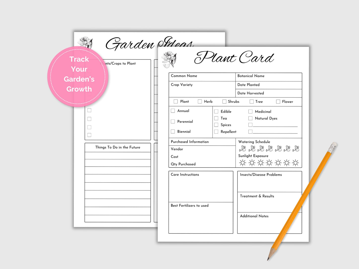 Vintage Rose Garden Planner | Vintage Floral Garden Printable Planner  | Gardening Journal | PDF Download